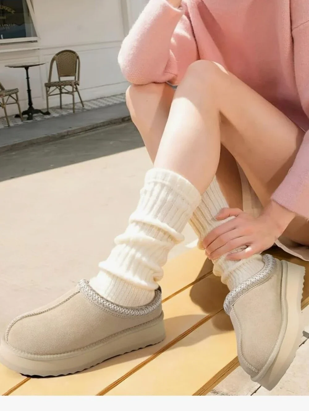 Women’s Fuzzy Winter Slip-On Clog- Sand - Picture 5 of 7